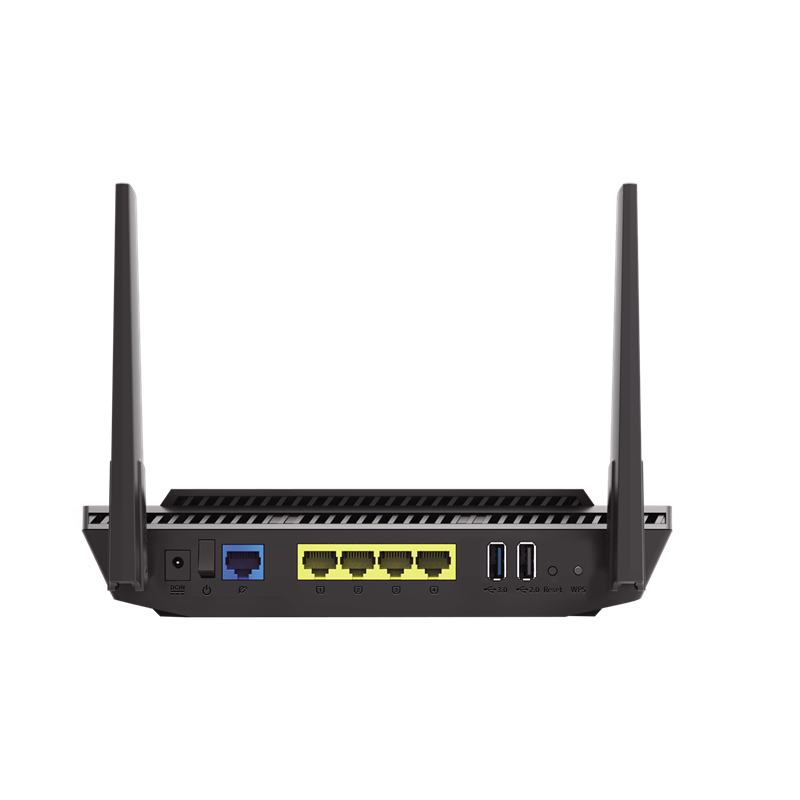 RT-AX56U rear view, showing I/O ports